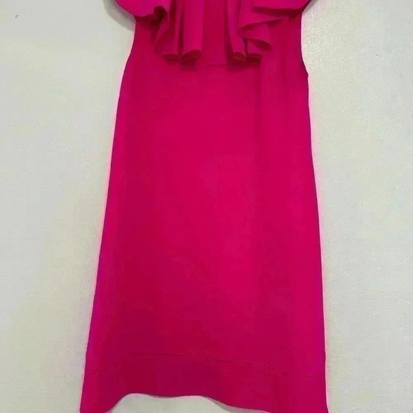 294.TED BAKER Ruffle Neckline Shift hot pink Dress size 1 - Picture 6 of 11